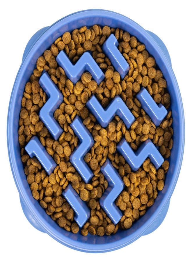 Outward Hound Fun Feeder Slo Bowl – Large 4‑Cup Capacity, Slow Feeding, Medium to Large Dogs, Non‑Slip, Blue, Notch Pattern - Image 1